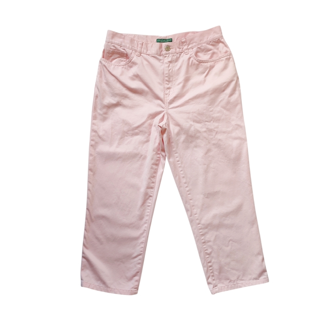Ralph Lauren 100% Cotton Denim Light Pink Cropped Capri Pants S4